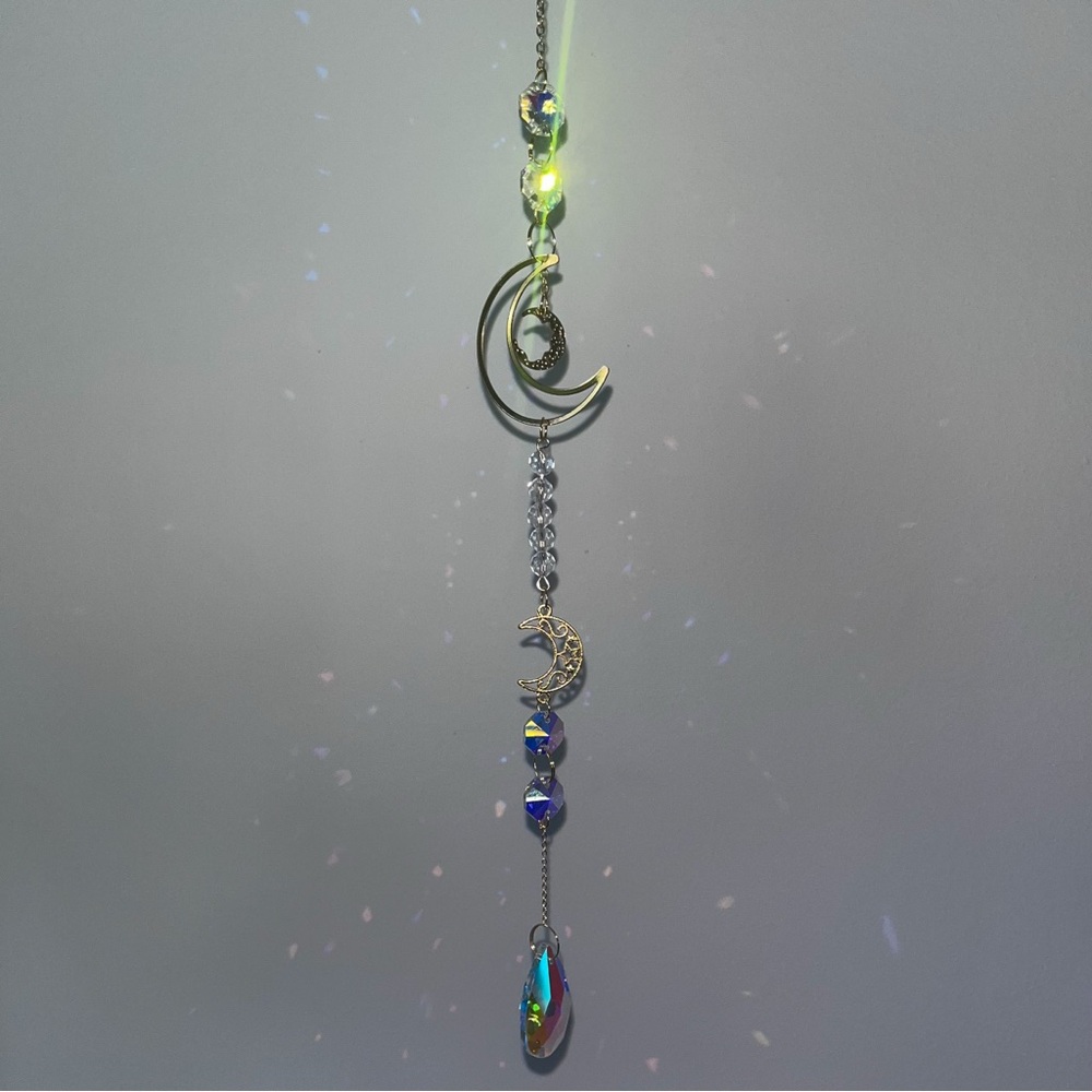 Handmade Golden Moon Crystal Sun Catcher